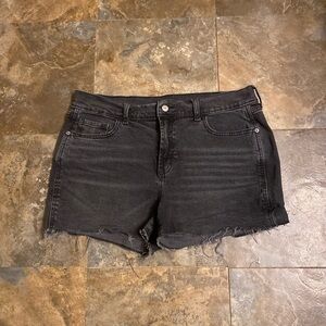 Old Navy Mid-Rise Black-Wash Cut-Off Boyfriend Shorts